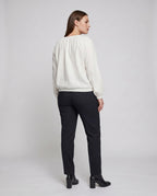 Women's airy blouse top with drawstring and casual cut - back view