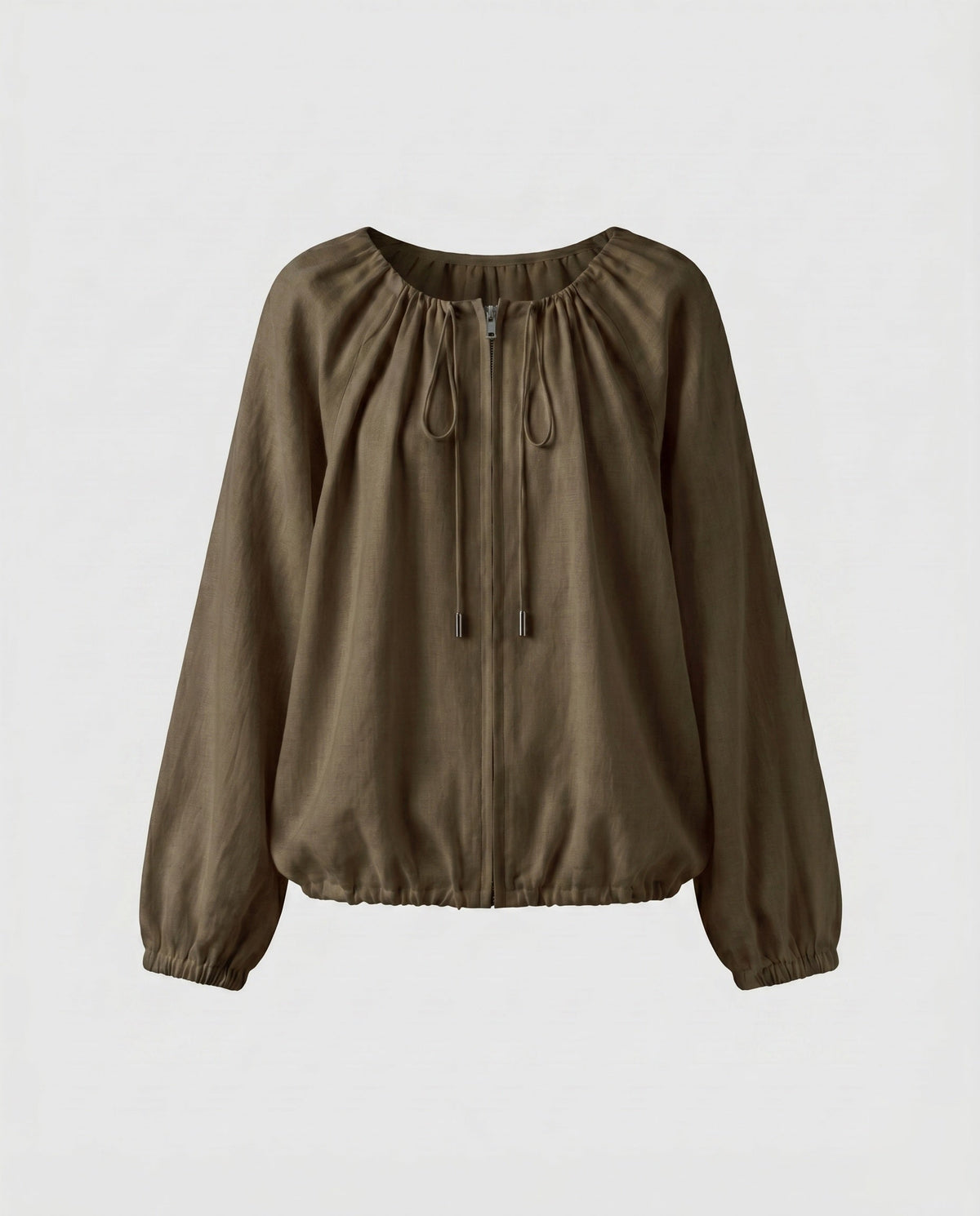 Women's airy blouse top with drawstring and casual cut - product shot
