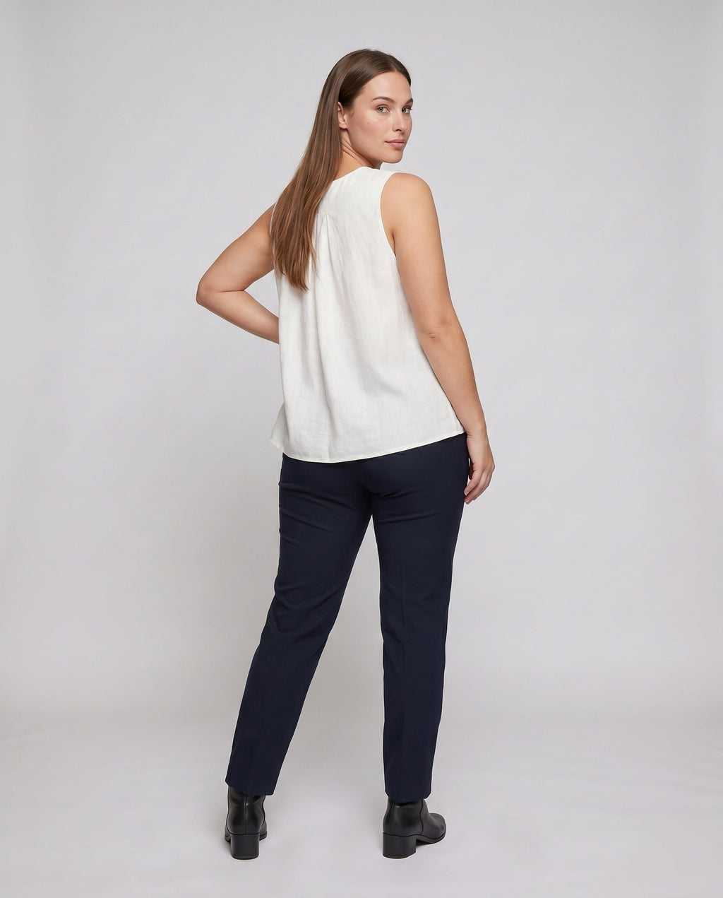 Ladies airy blouse shirt with fine ruffle details - back view