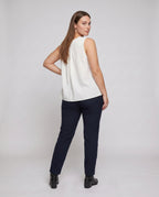 Ladies airy blouse shirt with fine ruffle details - back view
