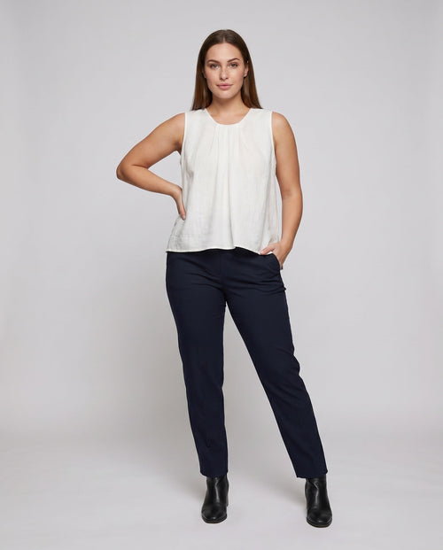 Ladies airy blouse shirt with fine ruffle details - front view