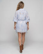 Women's blouse dress with floral design and transparent fabric All Fashion - back view