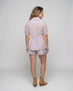 Women's blouse dress with floral patterns and flared skirt All Fashion - back view
