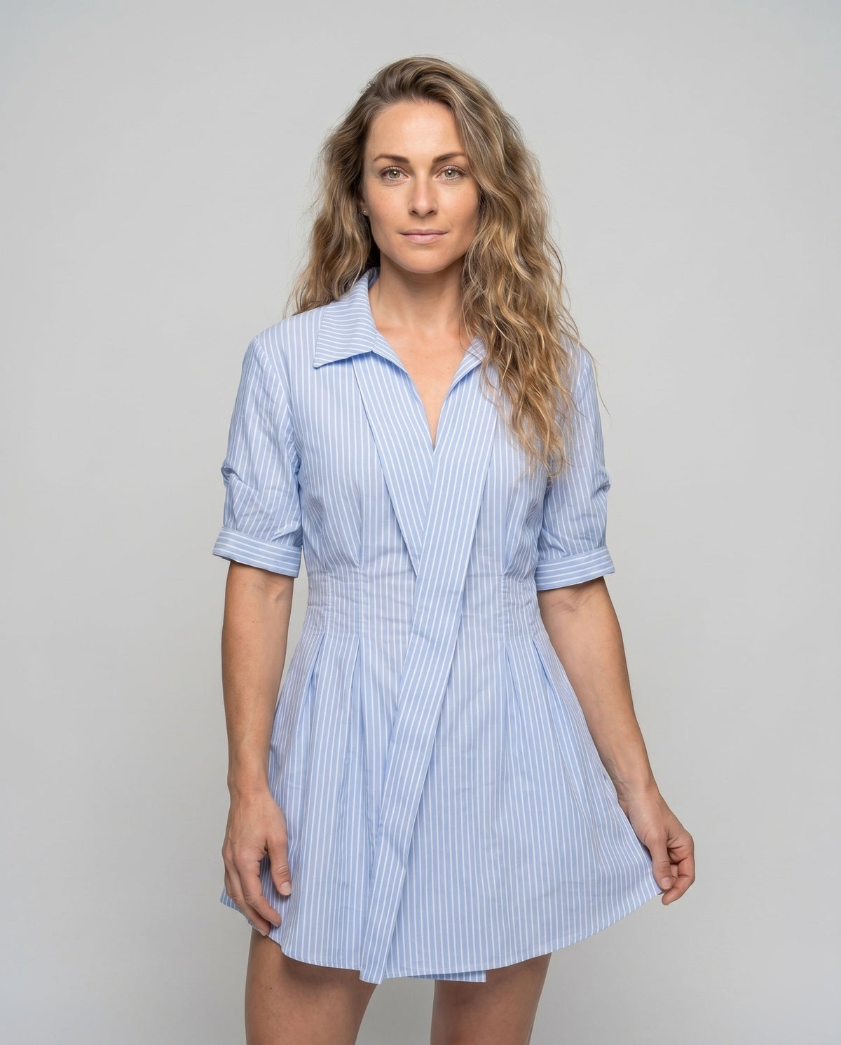 Women's shirt dress with tailored cut and striped design All Fashion - upper body view