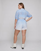Ladies elegant cut blouse set with bright star pattern All Fashion - back view