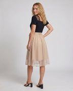 Ladies Elegant Blouse Dress with Asymmetrical Skirt and Fine Accents All Fashion - back view