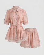Ladies Elegant Blouse Dress with Delicate Embroideries and Matching Skirt All Fashion - product shot