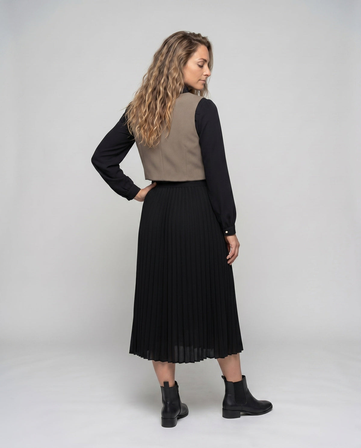 Women Elegant and Fashionable Blouse Dress with Pleated Details All Fashion - back view