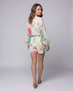 Women Long Blouse Set with Floral Design and Elastic Waist All Fashion - back view