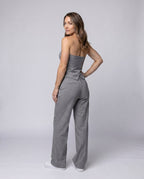 Women Elegant and figure-hugging set with bustier and wide pants All Fashion - back view