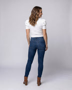 Ladies Short-Sleeved Blouse Top with Puff Sleeves and Figure-Hugging Cut All Fashion - back view