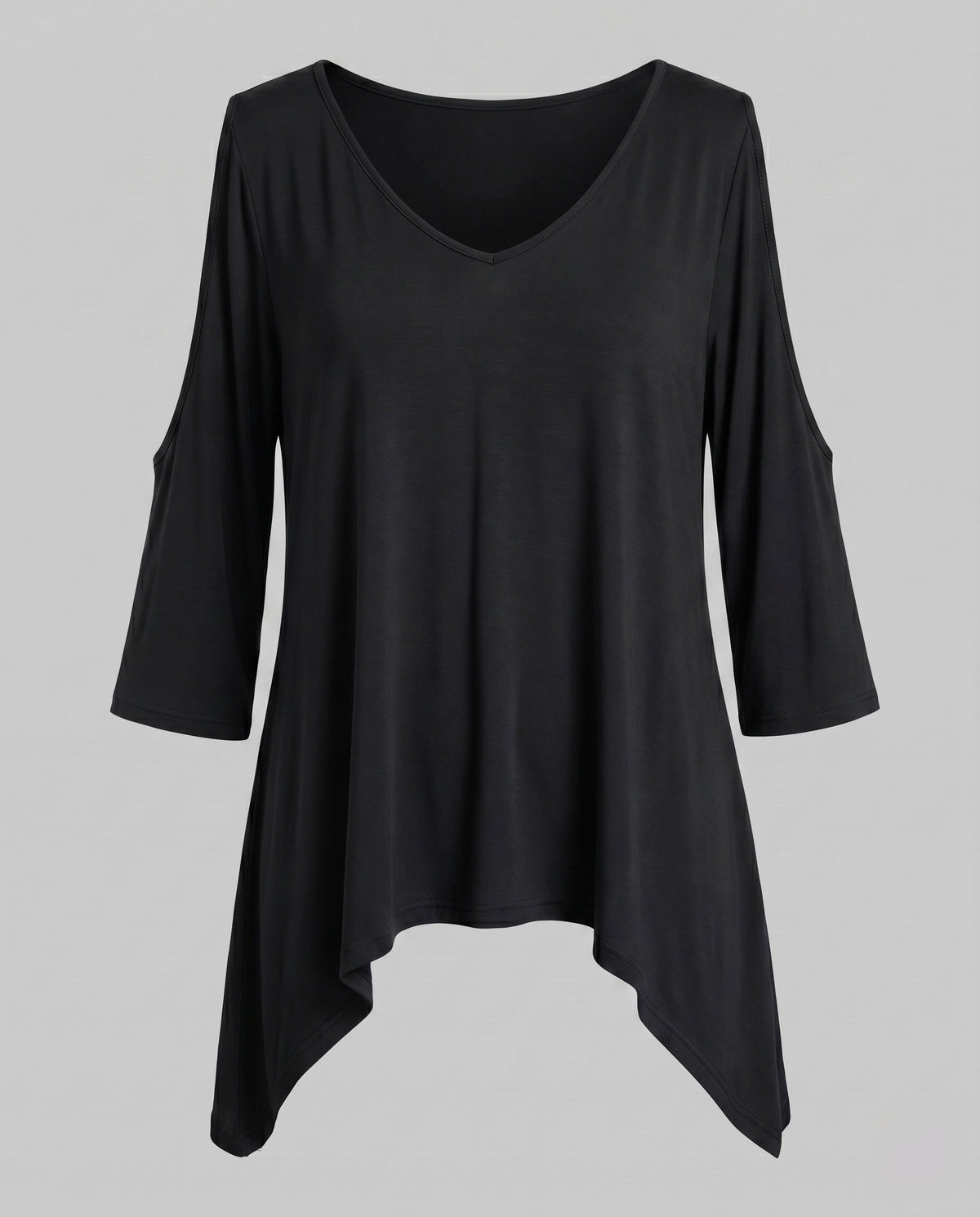 Women's casual blouse shirt with special shoulder cutouts and swinging hem All Fashion - product shot