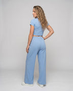 Women’s set of cropped t-shirt and wide palazzo pants All Fashion - back view