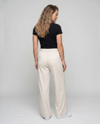 Women's wide lounge pants with elastic waistband and trendy details - back view