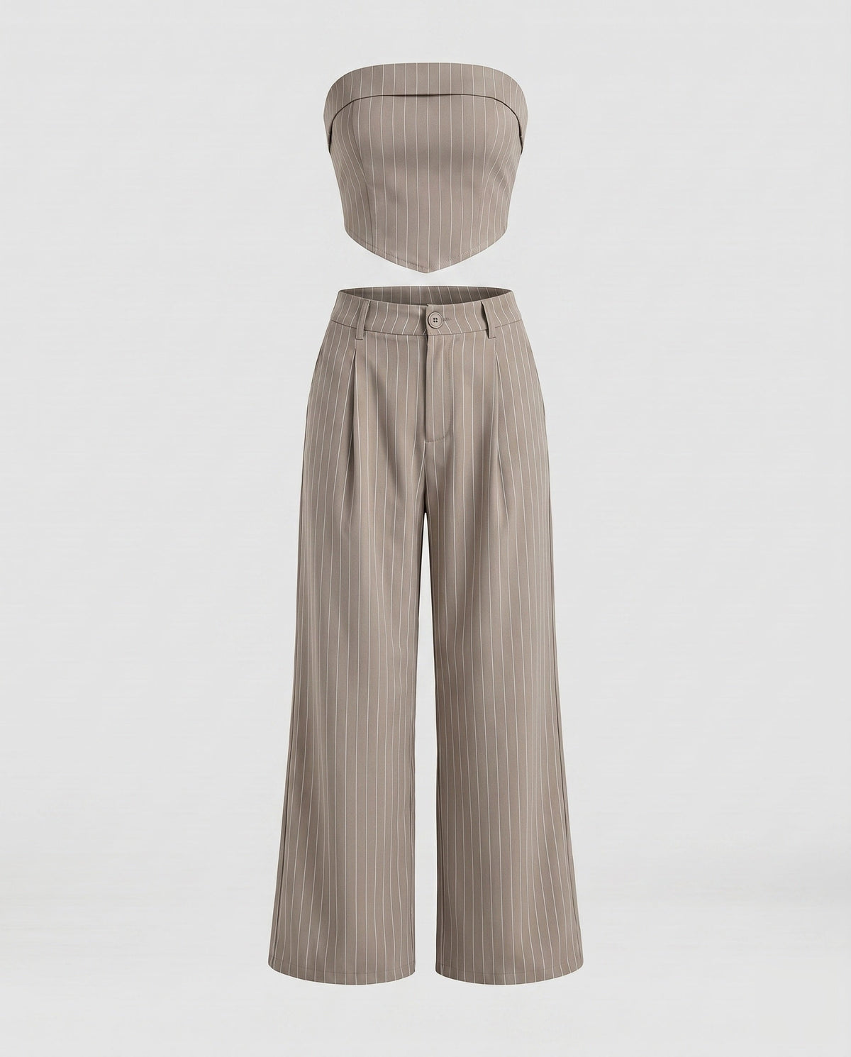 Ladies High-Quality Stripe Set consisting of Crop Top and Wide Cut Pants - product shot