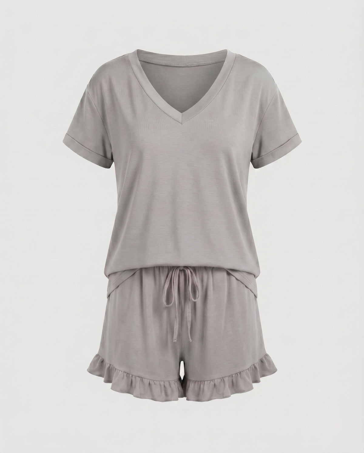 Women's pajamas set with breezy shorts and V-neck - product shot