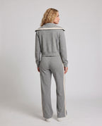 Women's fashionable tracksuit with high-quality hoodie and wide pants - back view