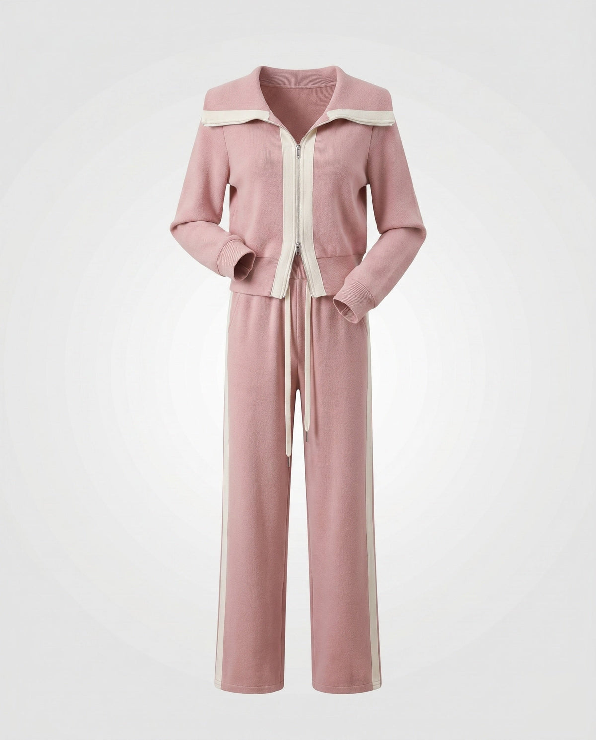 Women's fashionable tracksuit with high-quality hoodie and wide pants - product shot