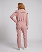 Women's sporty set with high-quality hooded jacket and loose pants - back view