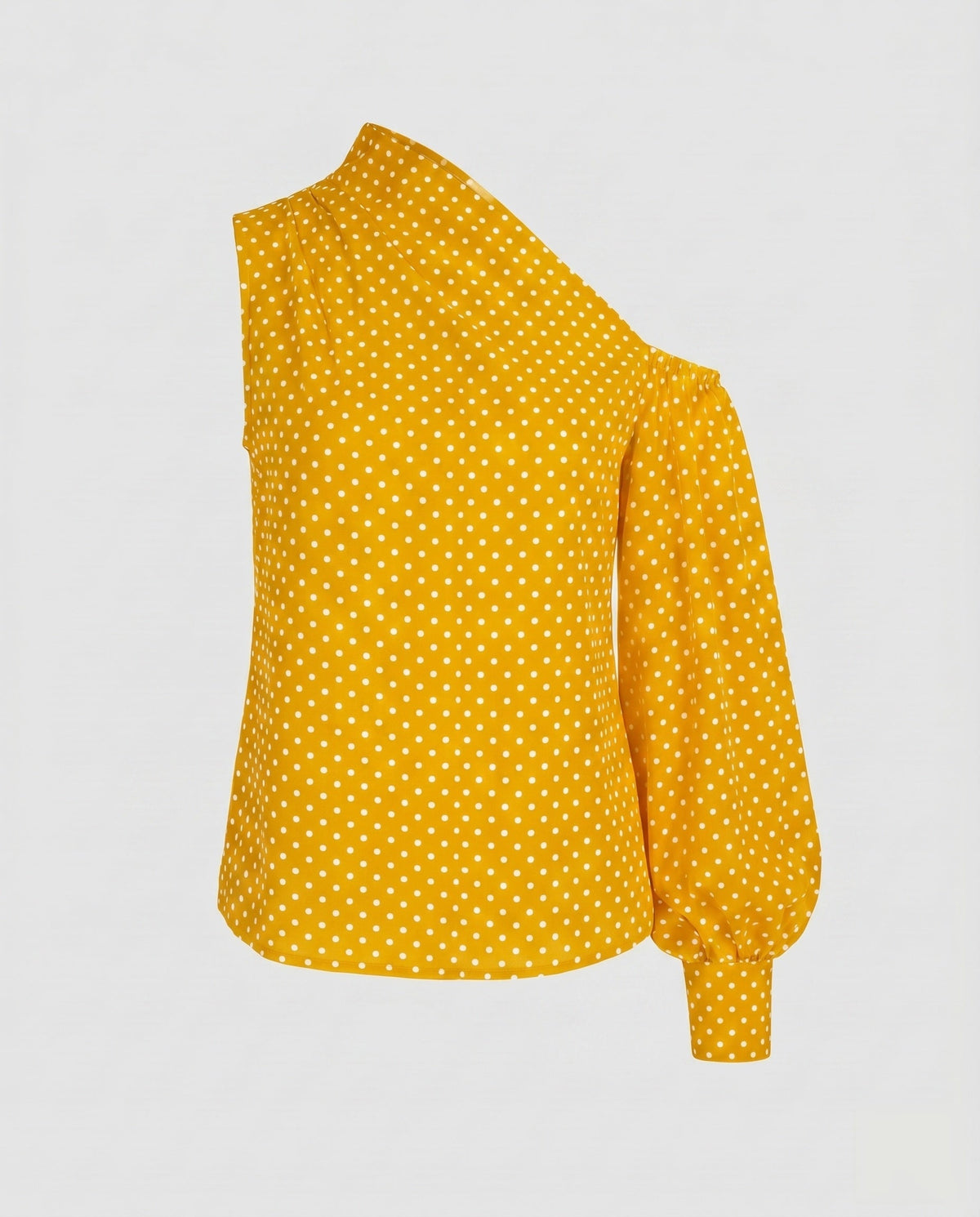Ladies asymmetrical blouse shirt with puff sleeves - product shot
