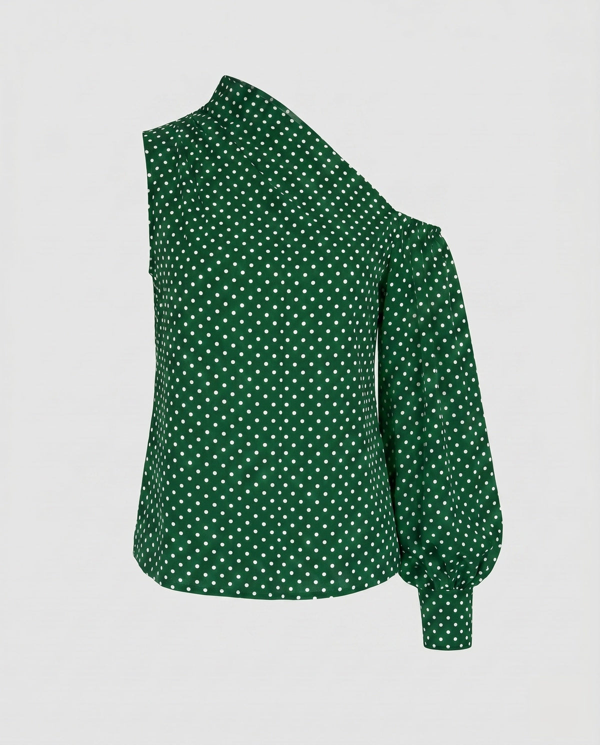 Ladies asymmetrical blouse shirt with puff sleeves - product shot