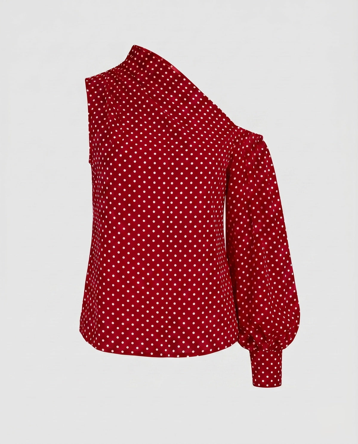 Ladies asymmetrical blouse shirt with puff sleeves - product shot