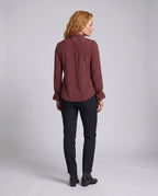 Women's blouse shirt with elegant bow tie and striped pattern - back view