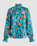 Women's blouse shirt with floral pattern and voluminous sleeves - product shot