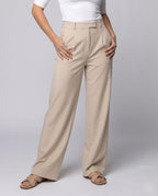 Women's Wide Leg Pants with High Waist - lower body view