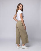 Women's wide jersey pants with elastic waistband and casual design - back view