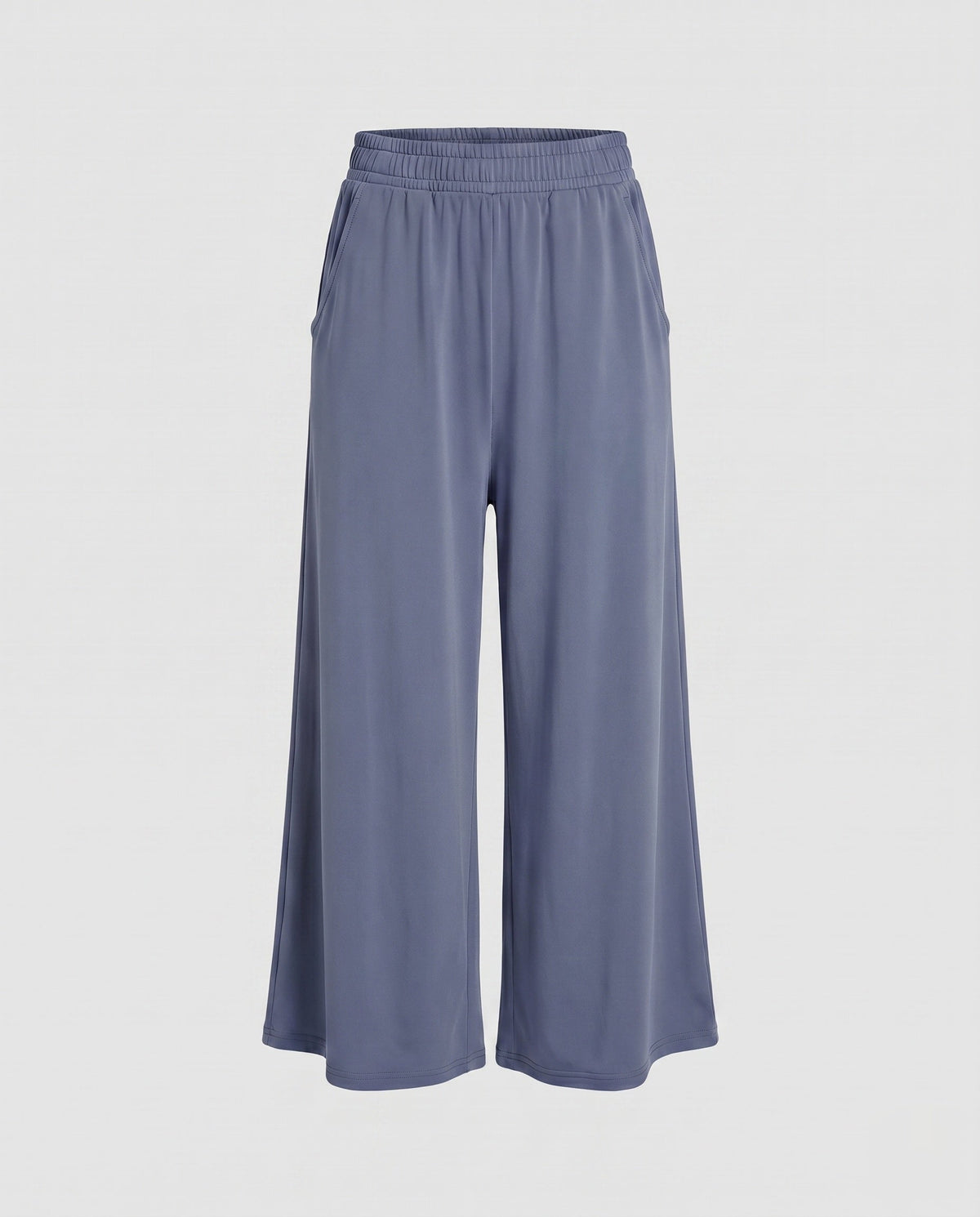 Women's wide jersey pants with elastic waistband and casual design - product shot