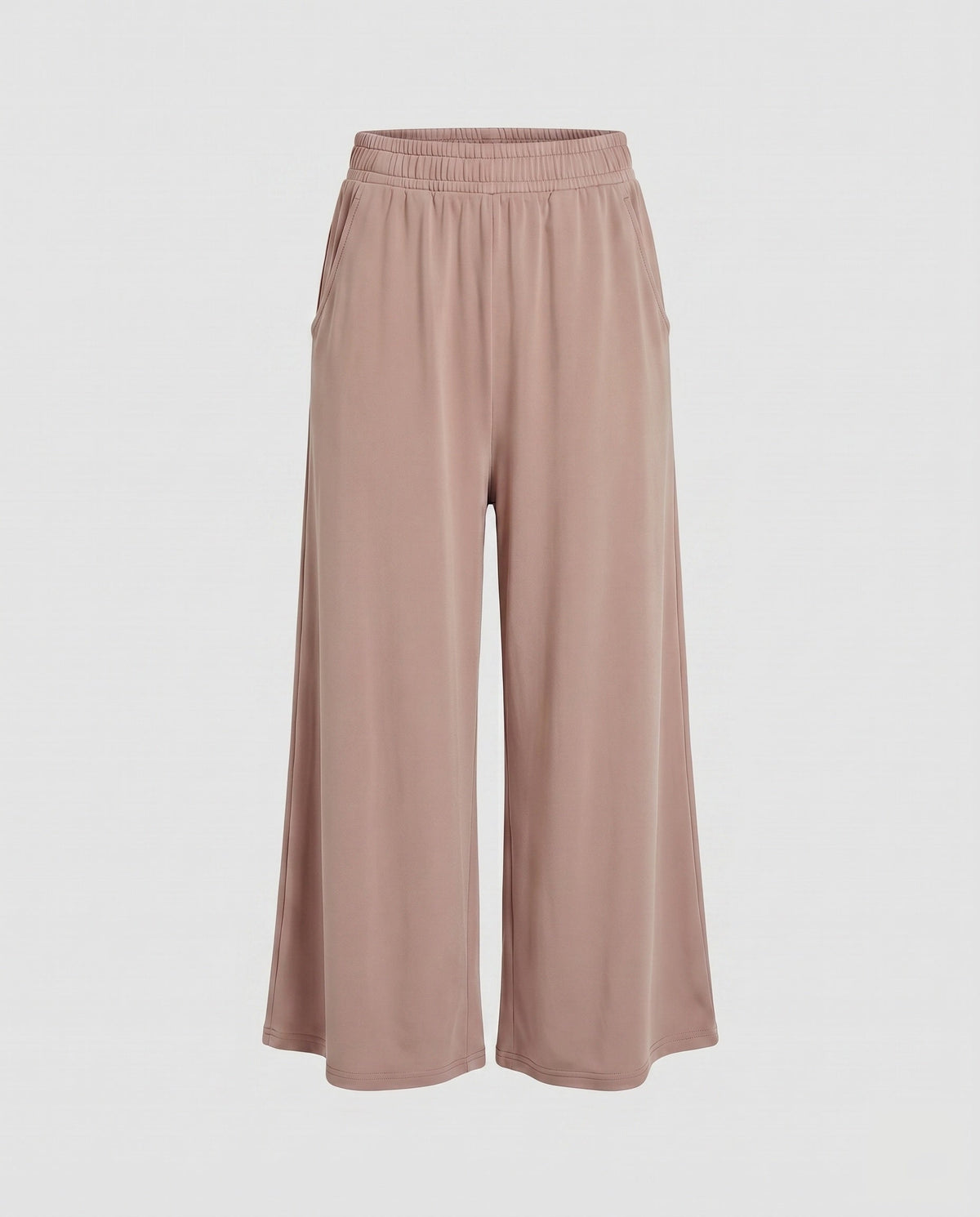 Women's wide jersey pants with elastic waistband and casual design - product shot
