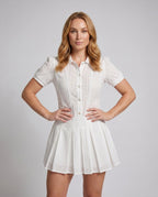 Women's blouse dress with structured texture and feminine cut - upper body view