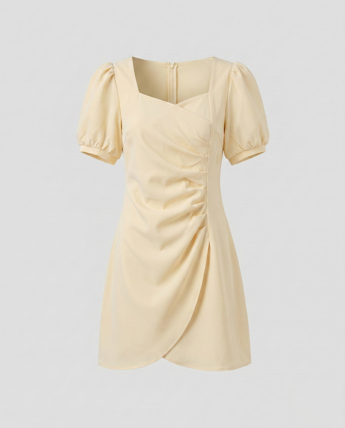 Ladies Elegant Mini Dress with Puff Sleeves and Wrap Look - product shot