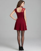 Women's elegant and playful dress with lace embellishments - back view