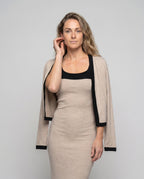 Women's figure-hugging dress with detachable sleeves and elegant design - upper body view