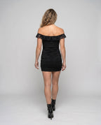 Women Figure-hugging Dress with Refined Ruffle Detail and Lacing - back view