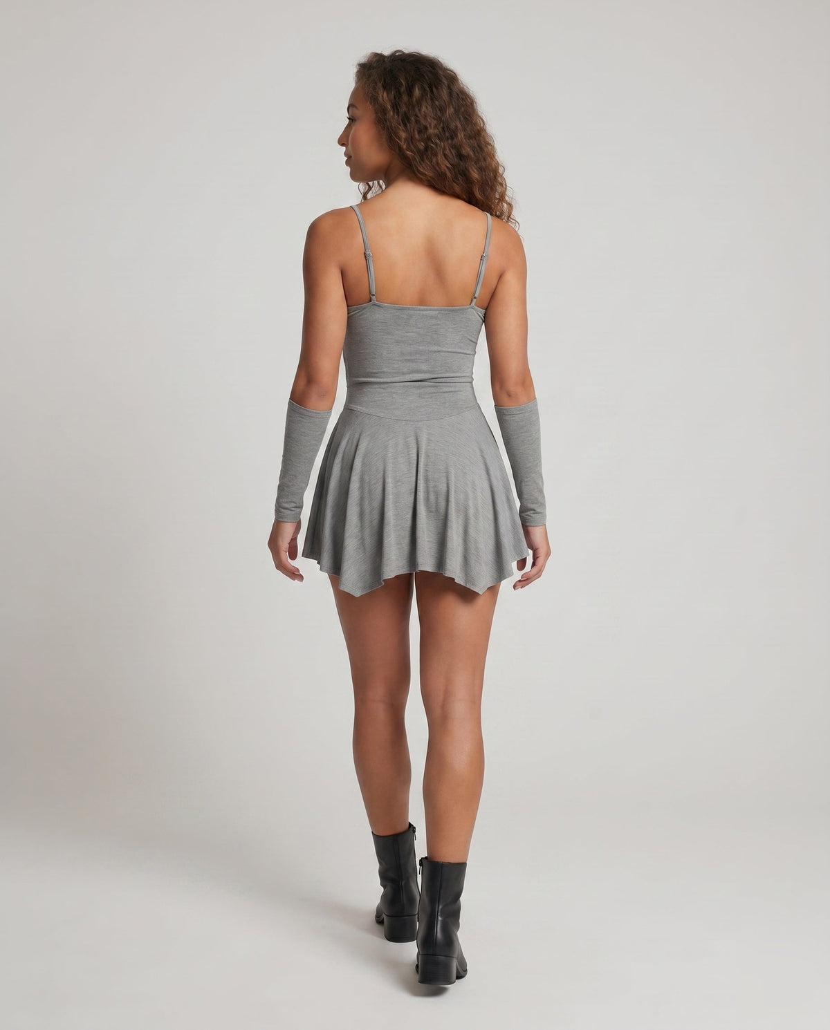 Women's dress with an elegant wrap cut and long sleeves - back view