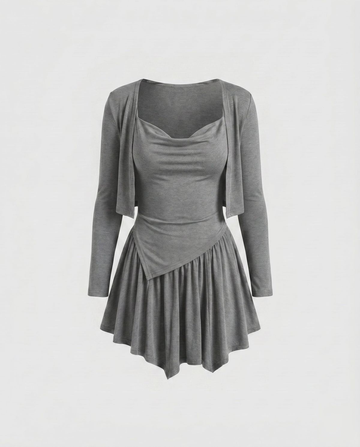 Women's dress with an elegant wrap cut and long sleeves - product shot