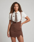 Women's dress with elegant wrap cut and ruffle details - upper body view