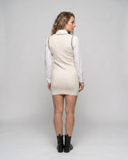 Women's dress with classic collar and embroidered crest - back view