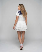 Women's dress with maritime collar and voluminous skirt - back view