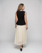 Women's Long Dress with Elegant Waterfall Hem - back view