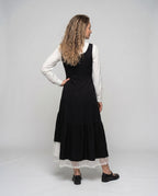 Ladies Long Dress with Chic Ruffle Detail and Classic Shirt Collar - back view