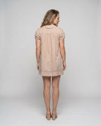 Women's Airy Babydoll Dress with Fine Ruffle Details and Elastic Waistband - back view
