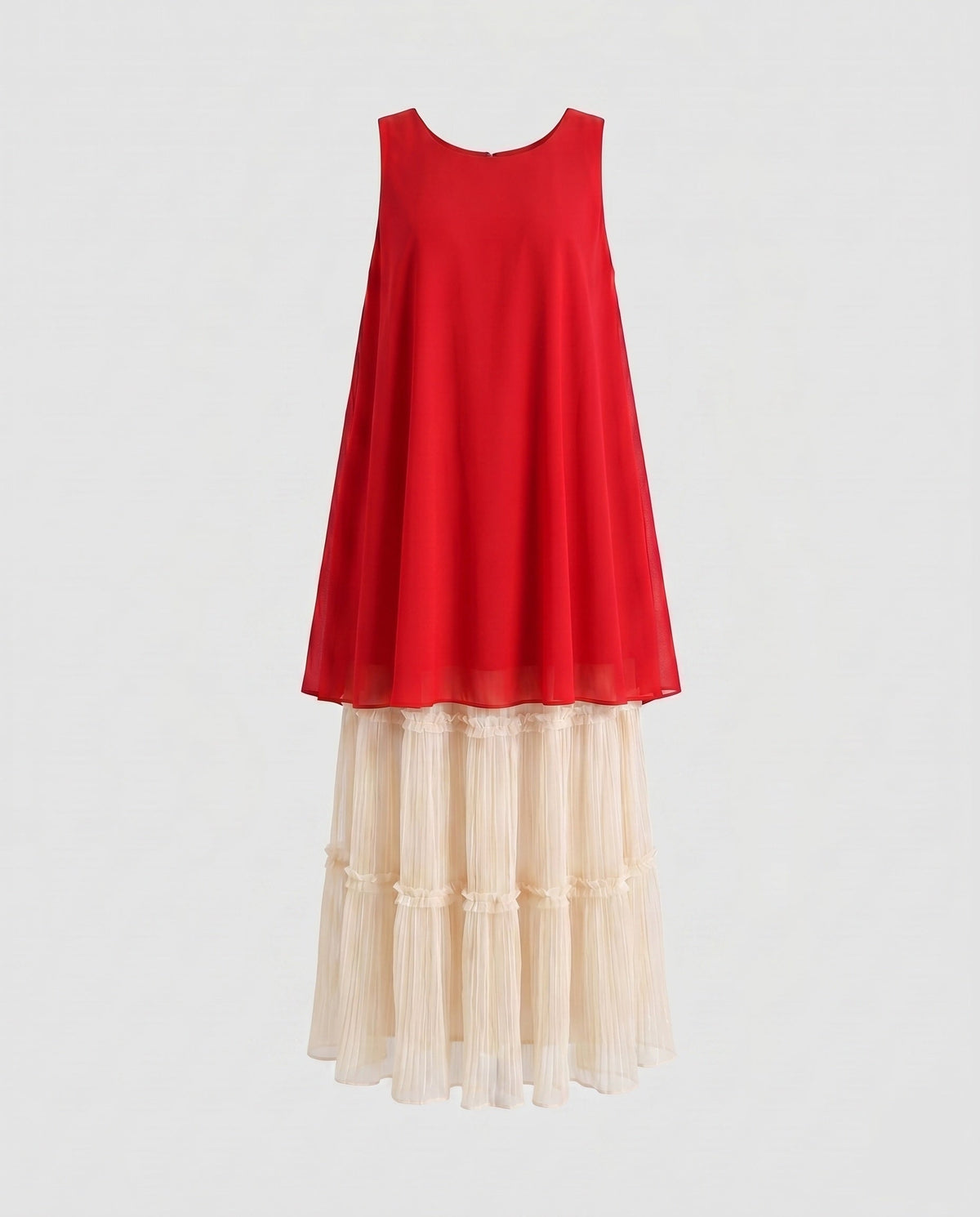 Women's airy dress with ruffled hem and asymmetrical design - product shot