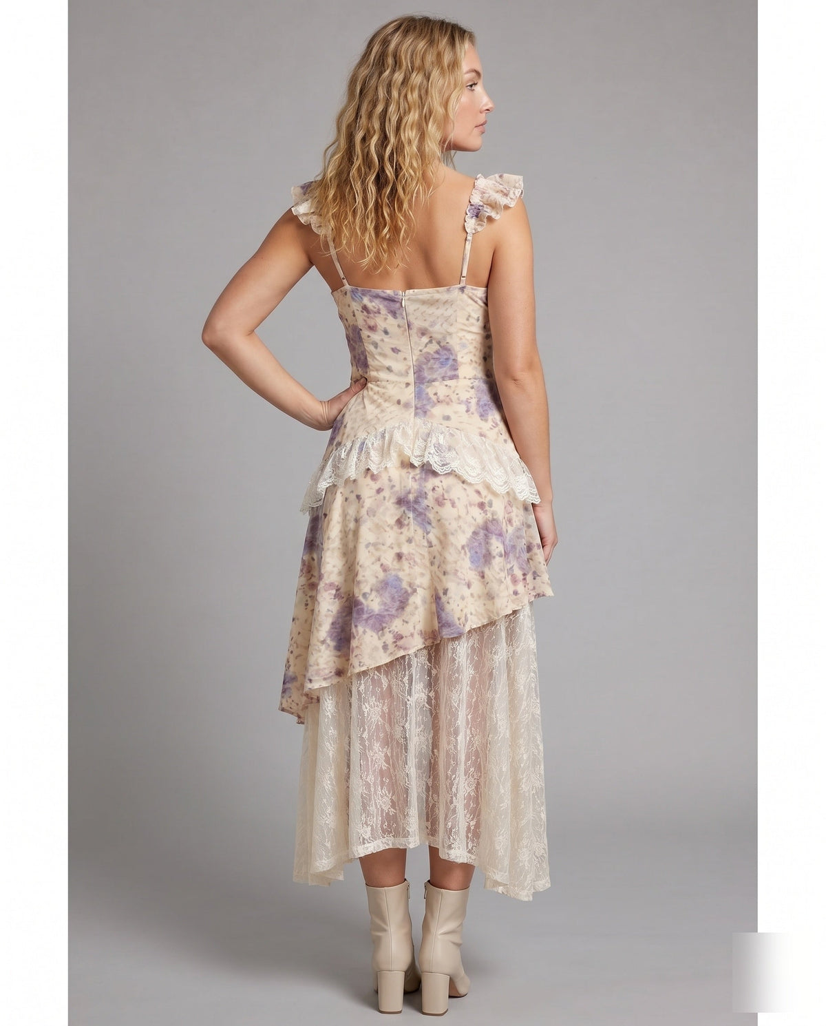 Women’s Maxi Dress with Floral Details - back view