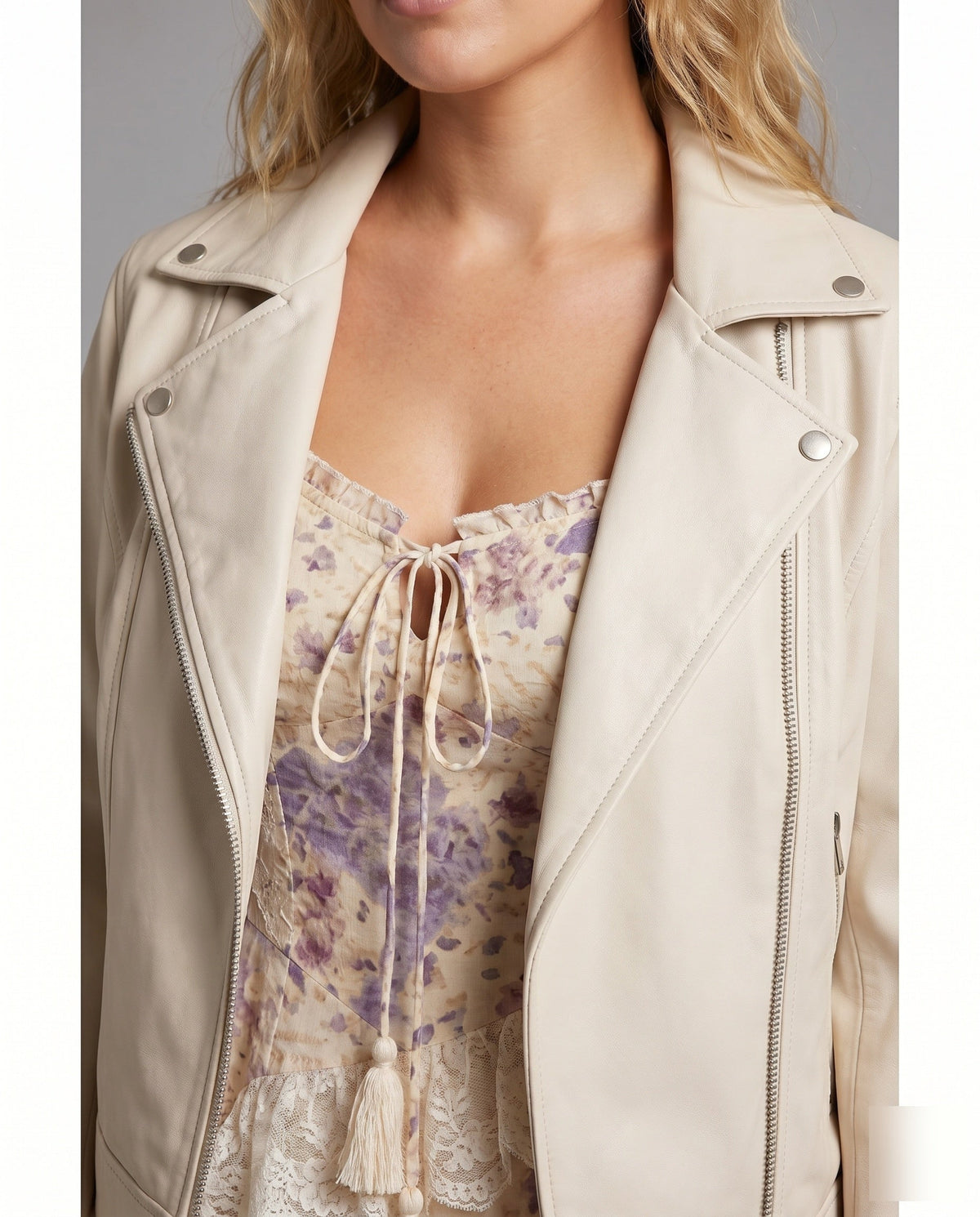 Women’s Maxi Dress with Floral Details - detail close-up