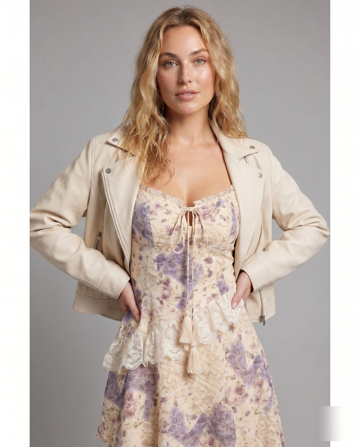 Women’s Maxi Dress with Floral Details - upper body view