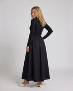 Women's polo dress with zip and elegant skirt part - back view